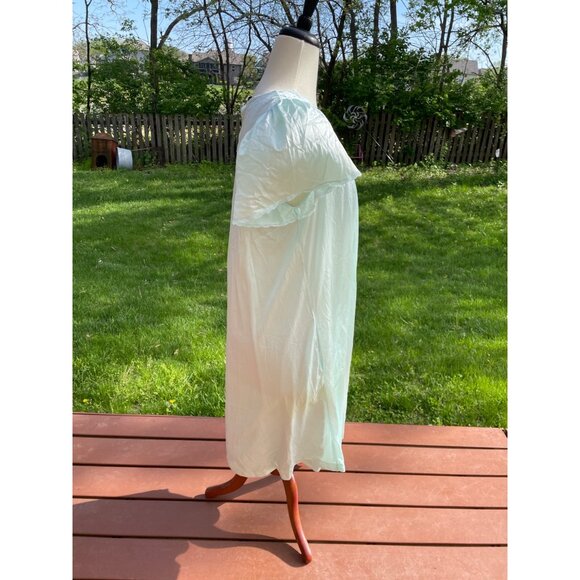 Vintage Vanity Fair Light Blue 2 Pc Peignoir Set Lace Trim Flutter Sleeves Sz L - Picture 10 of 11